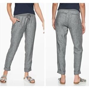 ATHLETA Women’s Gray Bali Linen Ankle Pants Size 6 Tall Style #211388